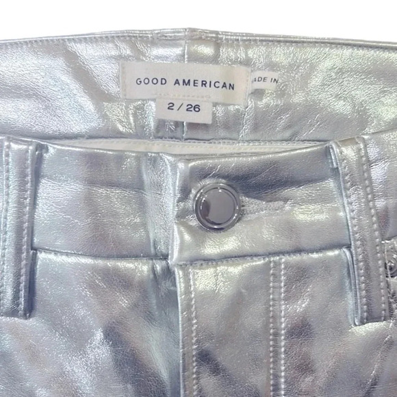 Good American Good Icon Metallic Faux Leather Pants Size 2/26 - Picture 6 of 9